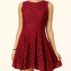 City Studios Womens Fushia Lace Cocktail Dress
